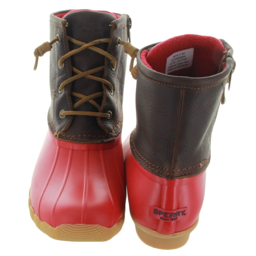 NWOB Sperry Top-sider Saltwater Duck Boots Red Tan